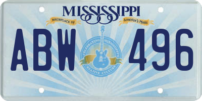 MS license plate ABW496