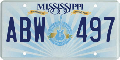 MS license plate ABW497