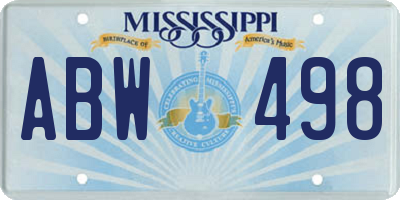 MS license plate ABW498