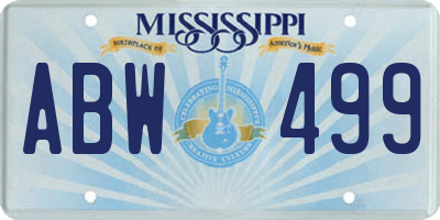 MS license plate ABW499