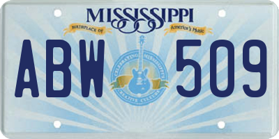MS license plate ABW509