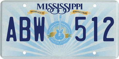 MS license plate ABW512