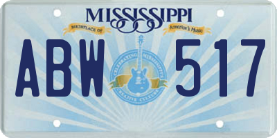 MS license plate ABW517