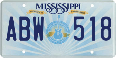 MS license plate ABW518
