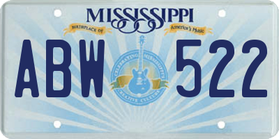 MS license plate ABW522