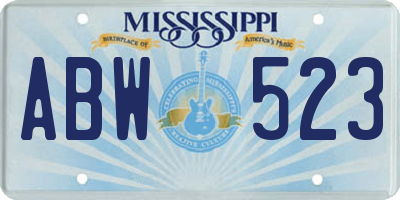 MS license plate ABW523