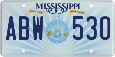 MS license plate ABW530