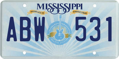 MS license plate ABW531