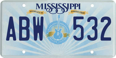 MS license plate ABW532