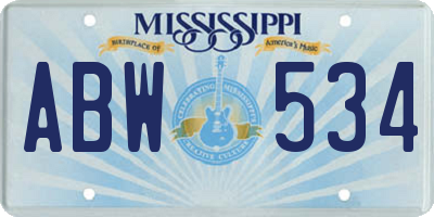 MS license plate ABW534