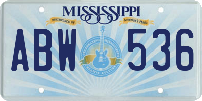 MS license plate ABW536