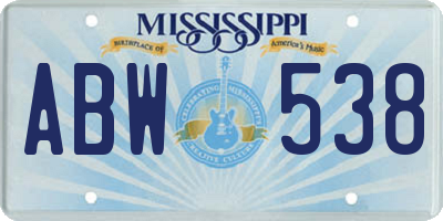 MS license plate ABW538