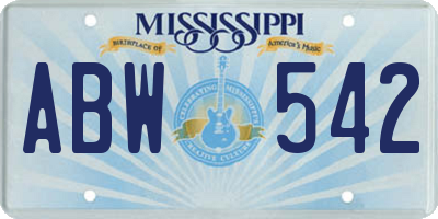 MS license plate ABW542