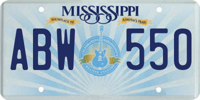 MS license plate ABW550