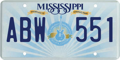MS license plate ABW551