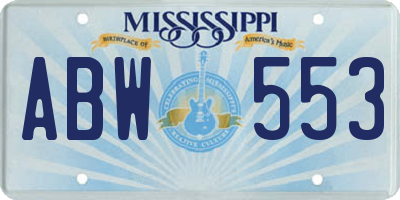 MS license plate ABW553