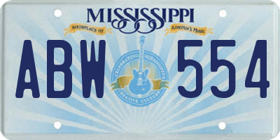 MS license plate ABW554