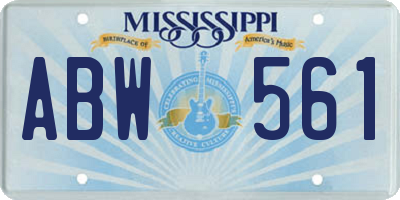 MS license plate ABW561