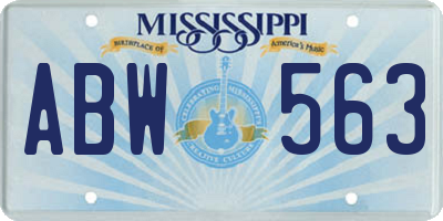 MS license plate ABW563