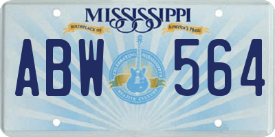 MS license plate ABW564