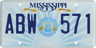 MS license plate ABW571