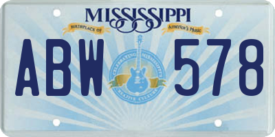 MS license plate ABW578