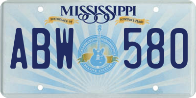 MS license plate ABW580