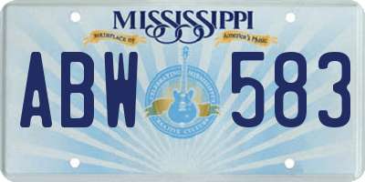 MS license plate ABW583