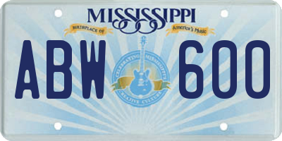 MS license plate ABW600