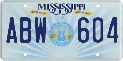 MS license plate ABW604