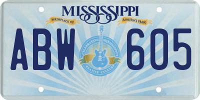 MS license plate ABW605