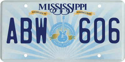 MS license plate ABW606