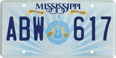 MS license plate ABW617