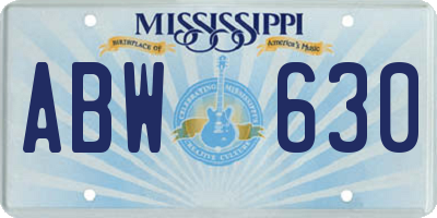 MS license plate ABW630