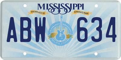 MS license plate ABW634