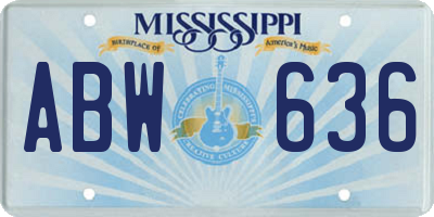 MS license plate ABW636