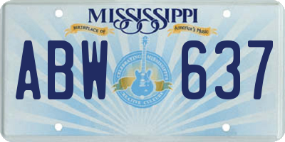 MS license plate ABW637