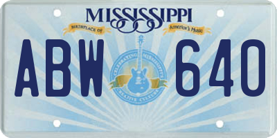 MS license plate ABW640