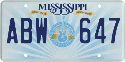 MS license plate ABW647