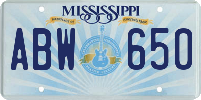 MS license plate ABW650