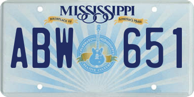 MS license plate ABW651