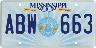 MS license plate ABW663