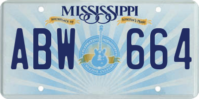 MS license plate ABW664