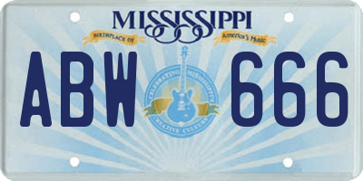 MS license plate ABW666