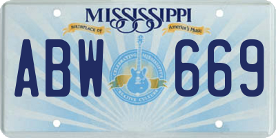 MS license plate ABW669
