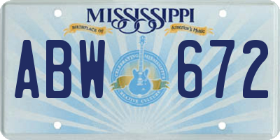 MS license plate ABW672