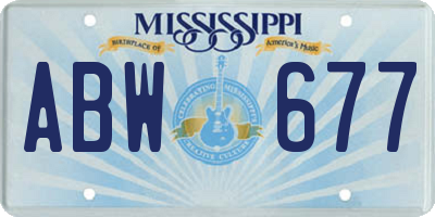 MS license plate ABW677