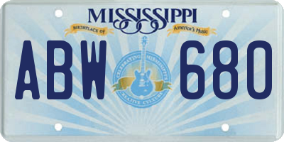 MS license plate ABW680