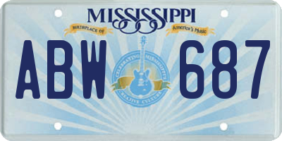 MS license plate ABW687