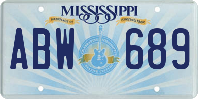 MS license plate ABW689